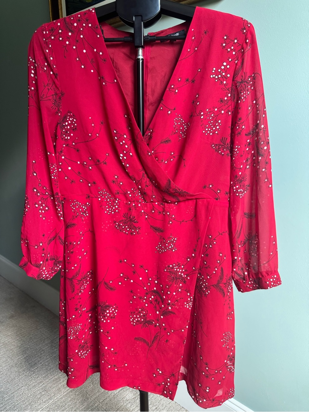 Madewell Hazelwood Wrap-Front Mini Dress Windswept Floral Red Size 12